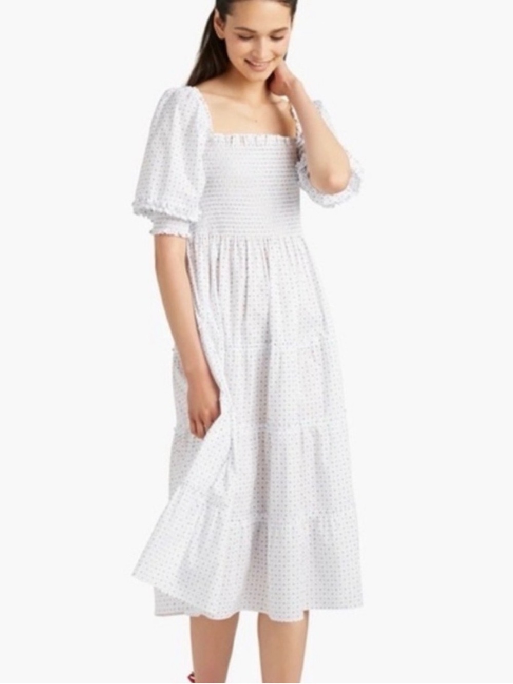 Hill House White Eyelet Maxi Dress with Puff Sleeves